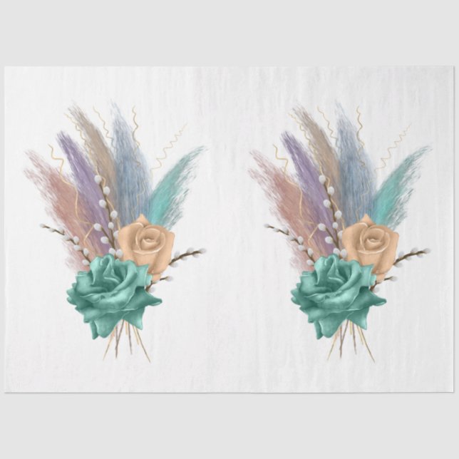 Papel De Seda A Série Boho Bouquet Design 12 (Frente )