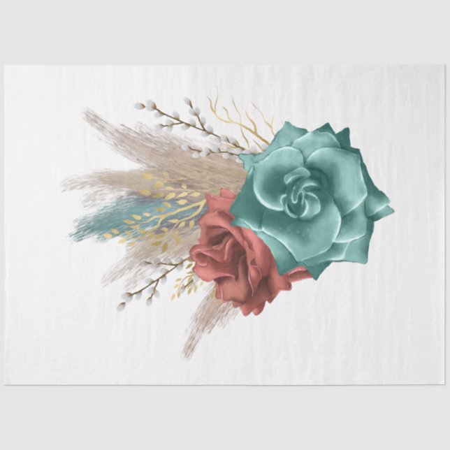 Papel De Seda A Série Boho Bouquet Design 13 (Frente )