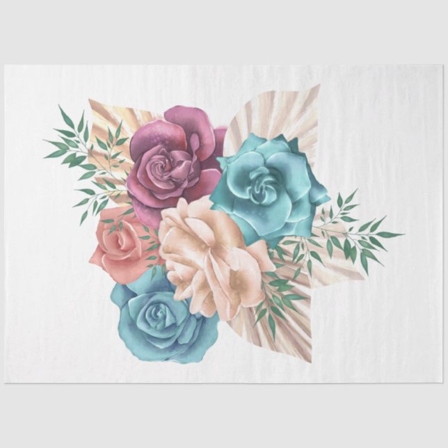 Papel De Seda A Série Boho Bouquet Design 15 (Frente )