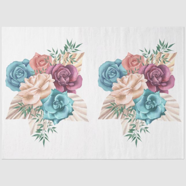 Papel De Seda A Série Boho Bouquet Design 16 (Frente )