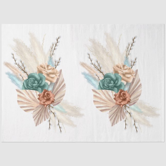 Papel De Seda A Série Boho Bouquet Design 2 (Frente )