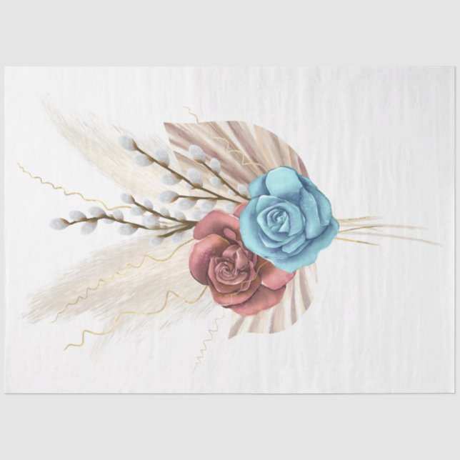 Papel De Seda A Série Boho Bouquet Design 9 (Frente )