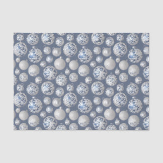 Papel De Seda A Série de Bolas de Natal Azul e Prata Design 14