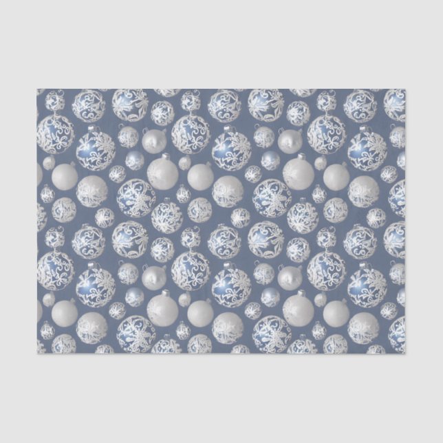 Papel De Seda A Série de Bolas de Natal Azul e Prata Design 14 (Frente )