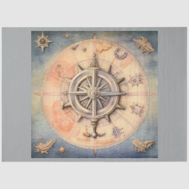 Papel De Seda A Série de Compass Náutico Design 1 (Frente )