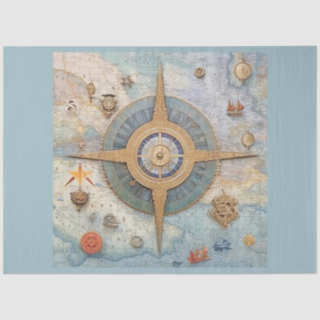 Papel De Seda A Série de Compass Náutico Design 2 (Frente )
