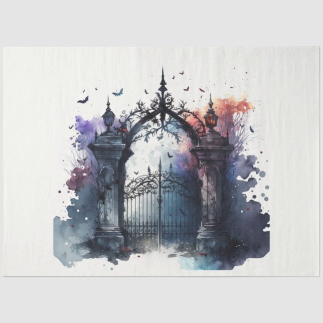 Papel De Seda A Série Portão do Cemitério Gótico Design 5 (Frente )