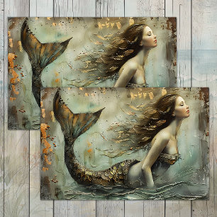 PAPEL DE SEDA A SIRENA DORADA DÉCOUPAGE