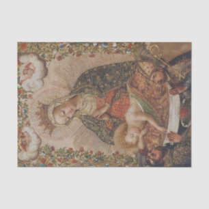 Papel De Seda A Virgem Adorando o Natal da Criança Cristo