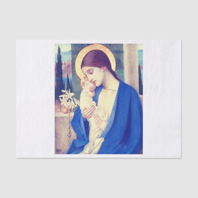 Papel De Seda A Virgem Maria e o Menino Jesus Graça Renascentist (Frente )