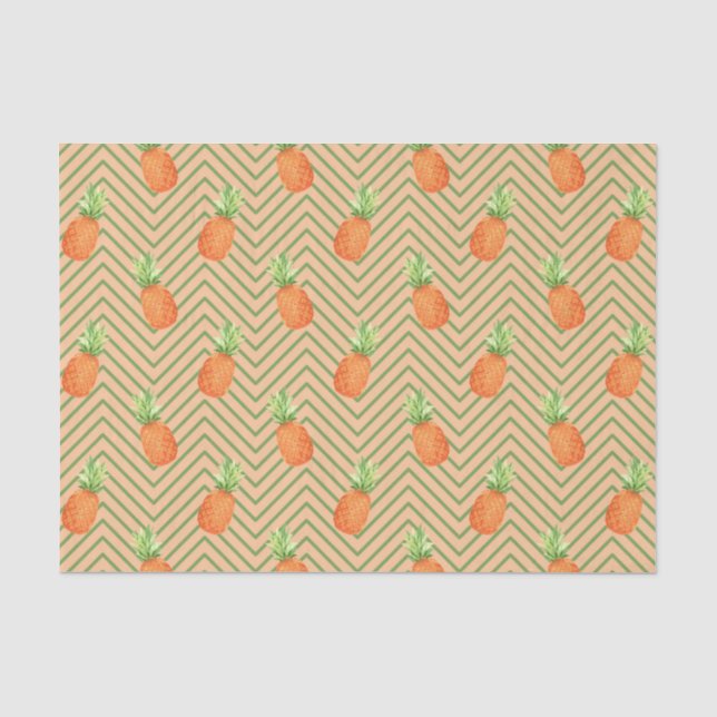 Papel De Seda Abacaxi (Design 11 Série Amarelo/Laranja) (Frente )