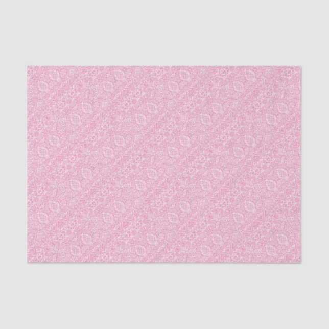 Papel De Seda Abacaxi Rosa Fúcsia Damasco Vitoriano Vintage (Frente )