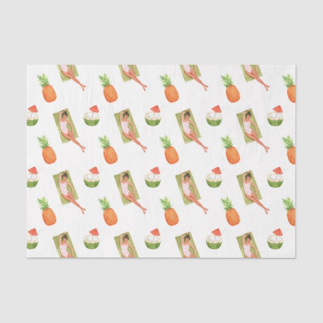 Papel De Seda Abacaxi Sol (Design 29 Série Amarelo/Laranja) (Frente )