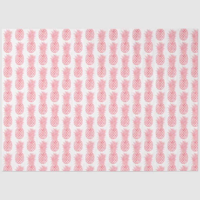 Papel De Seda Abacaxi tropical de cor aquosa rosa (Frente )
