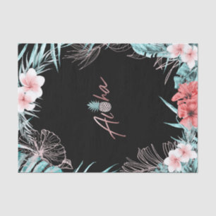 Papel De Seda Abacaxi tropical rosa Dourado Aloha Luau Botânico