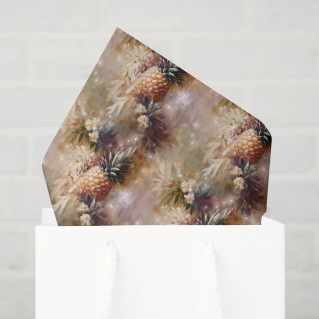 Papel De Seda Abacaxis Tropicais Brilham Aniversário (Sacola de presentes)