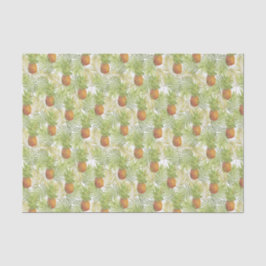 Papel De Seda Abacaxis Tropicais em Branco