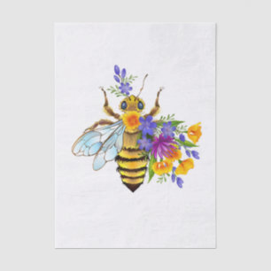Papel De Seda Abeja flor com plantas silvestres