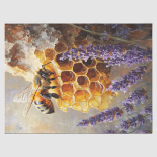 Papel De Seda Abelha em favo de mel com decoupage de flores de L
