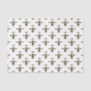 Papel De Seda Abelha Rainha do Vintage com Padrão Coroa Medieval