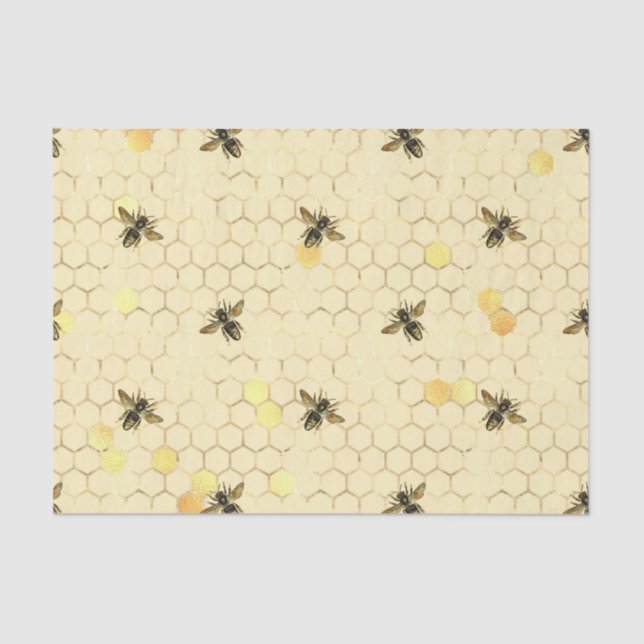 Papel De Seda Abelhas Amarelas na moda Douradas Honeycomb (Frente )