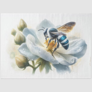 Papel De Seda Abelhas de Bandas Azuis na Decomposição do Flor da