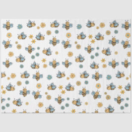 Papel De Seda Abelhas de Mel Bonito e Flores Selvagens Florais
