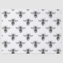 Papel De Seda Abelhas de Mel Preto na Decoupage Branca