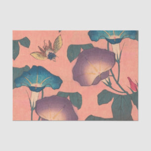 Papel De Seda Abelhas e Flores - Arte Japonesa Rosa Floral