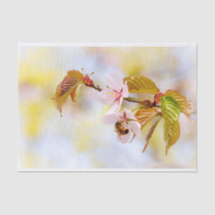 Papel De Seda Abelhas Em Uma Flor De Cereja