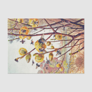 Papel De Seda Abelhas Vintage Insetam Flor Primavera