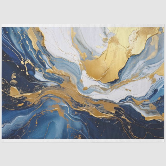 Papel De Seda Abertura em negrito de Dourado e Azul (Frente )