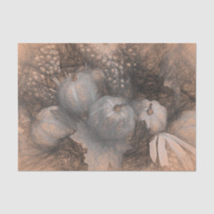 Papel De Seda Abóbora Antiga Sepia Cinza Desenho Artístico de Ou