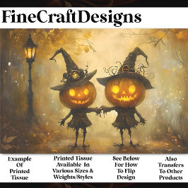 Papel De Seda Abóbora Assustadora de Halloween Bruxas AA9 Decoup