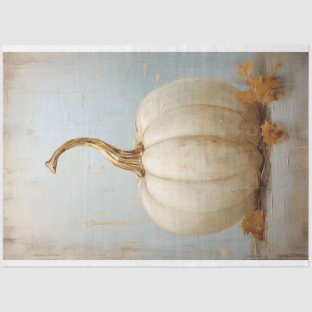 Papel De Seda Abóbora branca com dissociação do caule dourado (Frente )