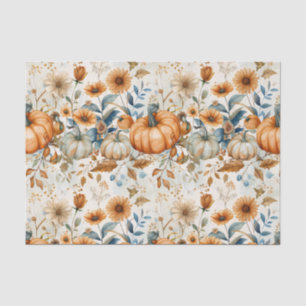 Papel De Seda Abóbora de outono e Flores caem na janela de disso