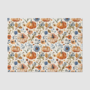 Papel De Seda Abóbora de outono e Flores caem na janela de disso