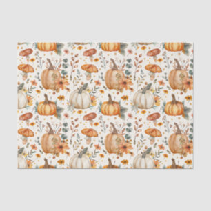 Papel De Seda Abóbora de outono e Flores caem na janela de disso