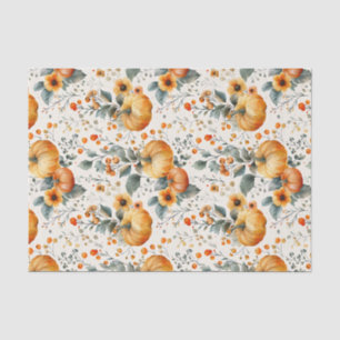 Papel De Seda Abóbora de outono e Flores caem na janela de disso