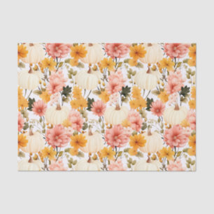 Papel De Seda Abóbora de outono e Flores caem na janela de disso