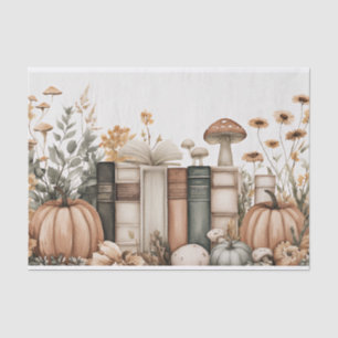 Papel De Seda Abóbora de outono e Flores caem na janela de disso
