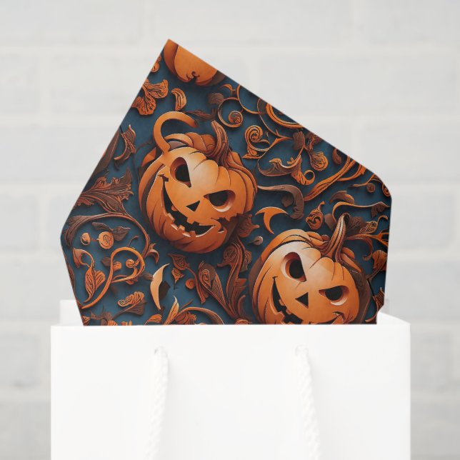 Papel De Seda Abóbora-do-Halloween vibrante (Sacola de presentes)