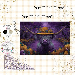 Papel De Seda Abóbora Púrpura Halloween Vaca Pumpkin