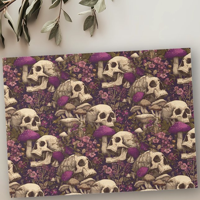 Papel De Seda Abóbora Roxa da Caveira do Jardim da Bruxa (Criador carregado)