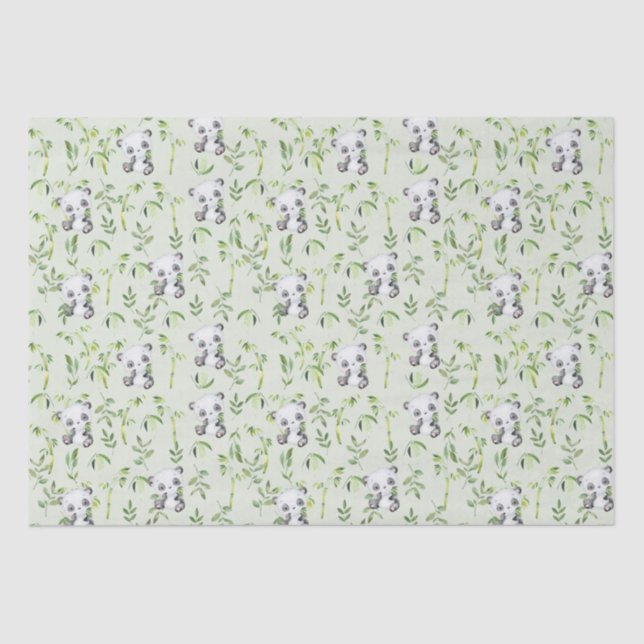 Papel De Seda Abóbora Verde-Bambu-Verde-Urso-Panda (Frente )