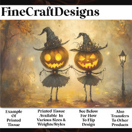 Papel De Seda Abóboras de Halloween Steampunk Bruxas AA8 Decoupa