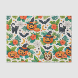 Papel De Seda Abóboras de Halloween Tropicais