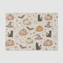 Papel De Seda Abóboras Decoradas de Halloween