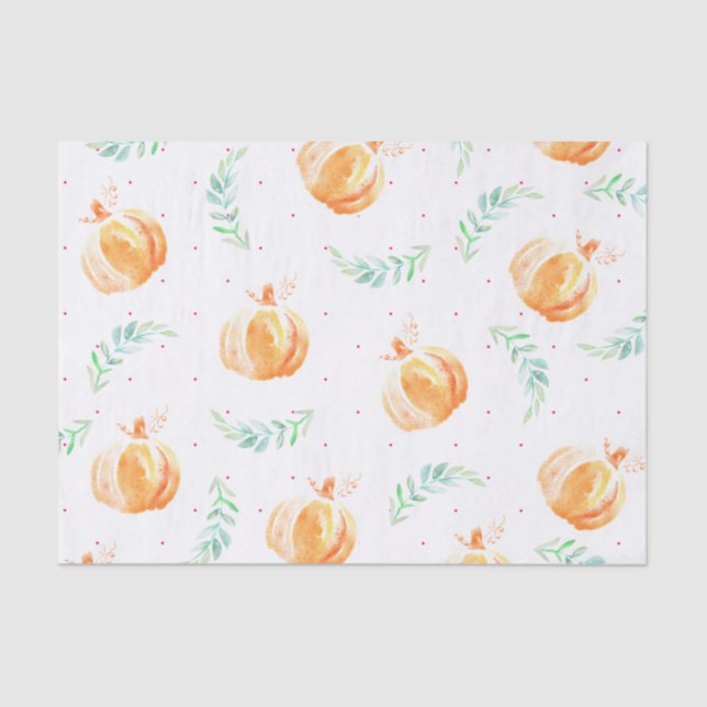 Papel De Seda Abóboras & louros da queda do outono da aguarela (Frente )