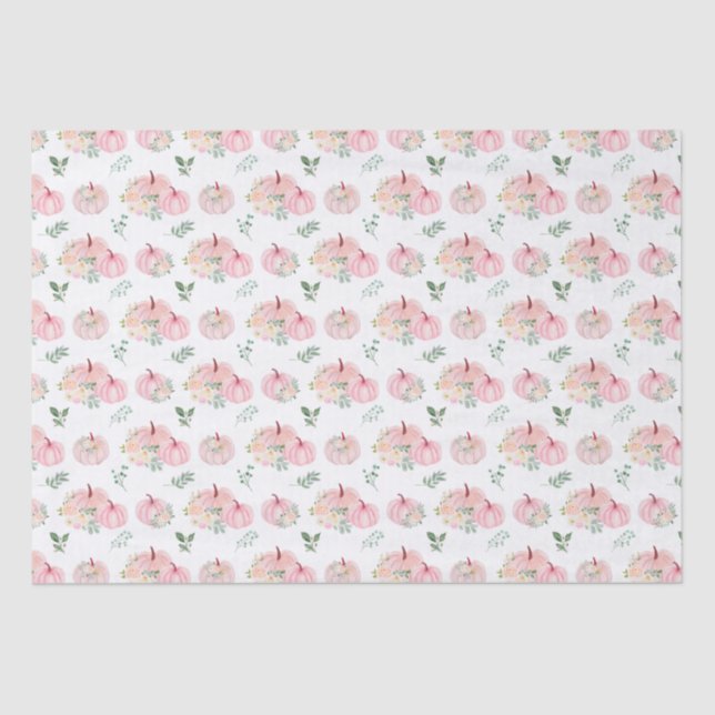 Papel De Seda Abóboras Rosa Floral (Frente )